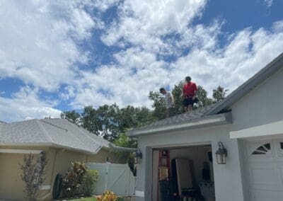 repair gutter by going on the roof to evaluate the gutter