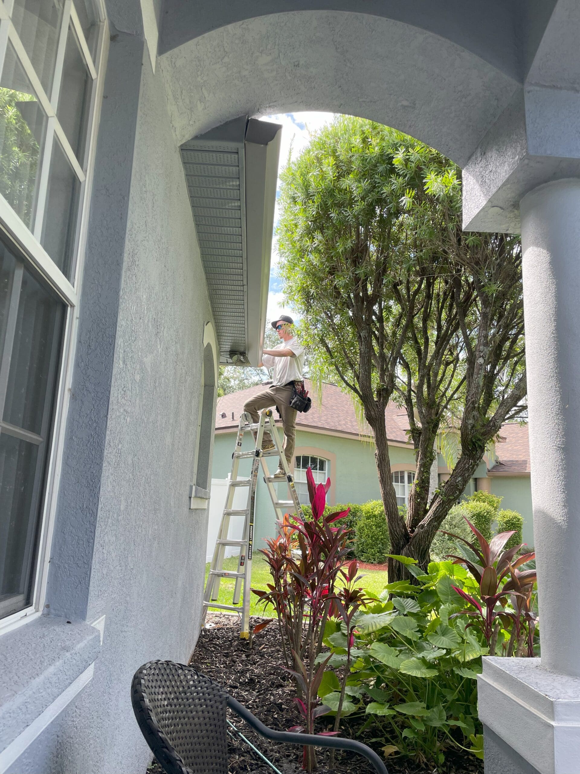jackson castillo installing new k-style aluminum rain gutters